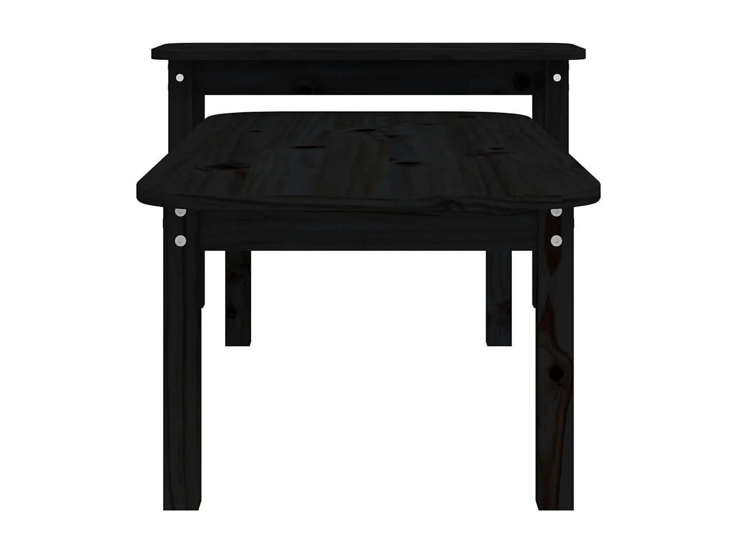 2-tlg. Couchtisch-Set Schwarz Massivholz Kiefer