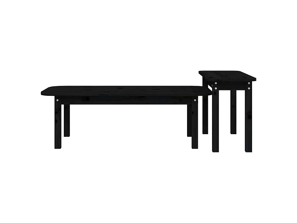 2 pcs conjunto de mesas de centro pinho maciço preto