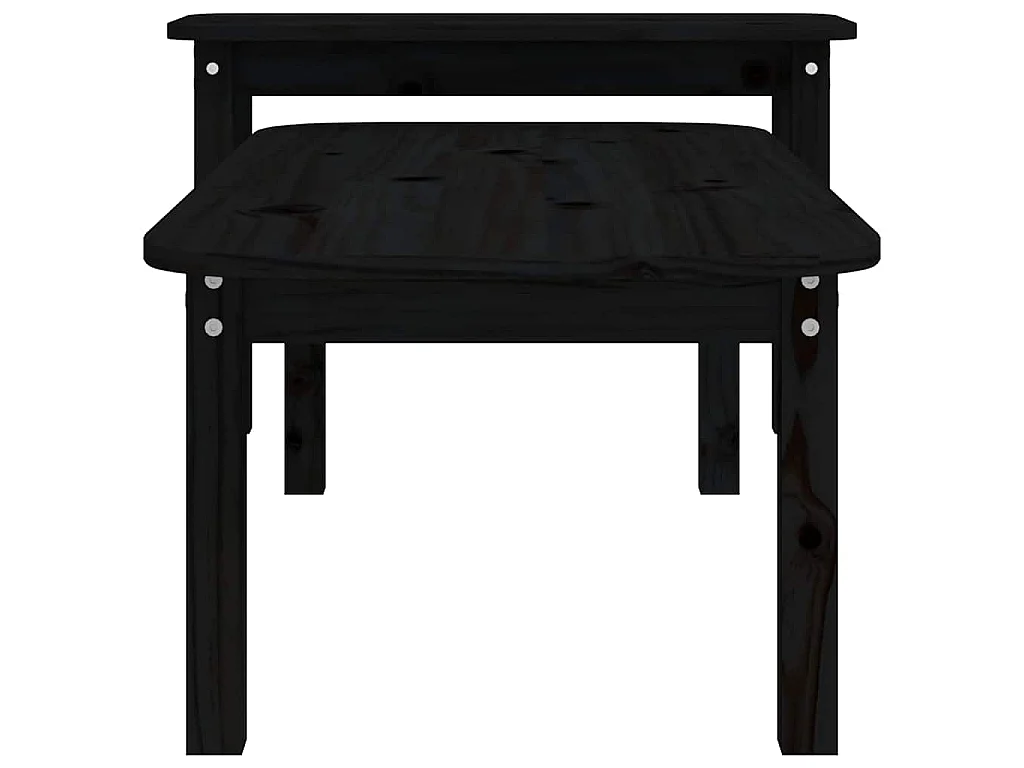 2 pcs conjunto de mesas de centro pinho maciço preto