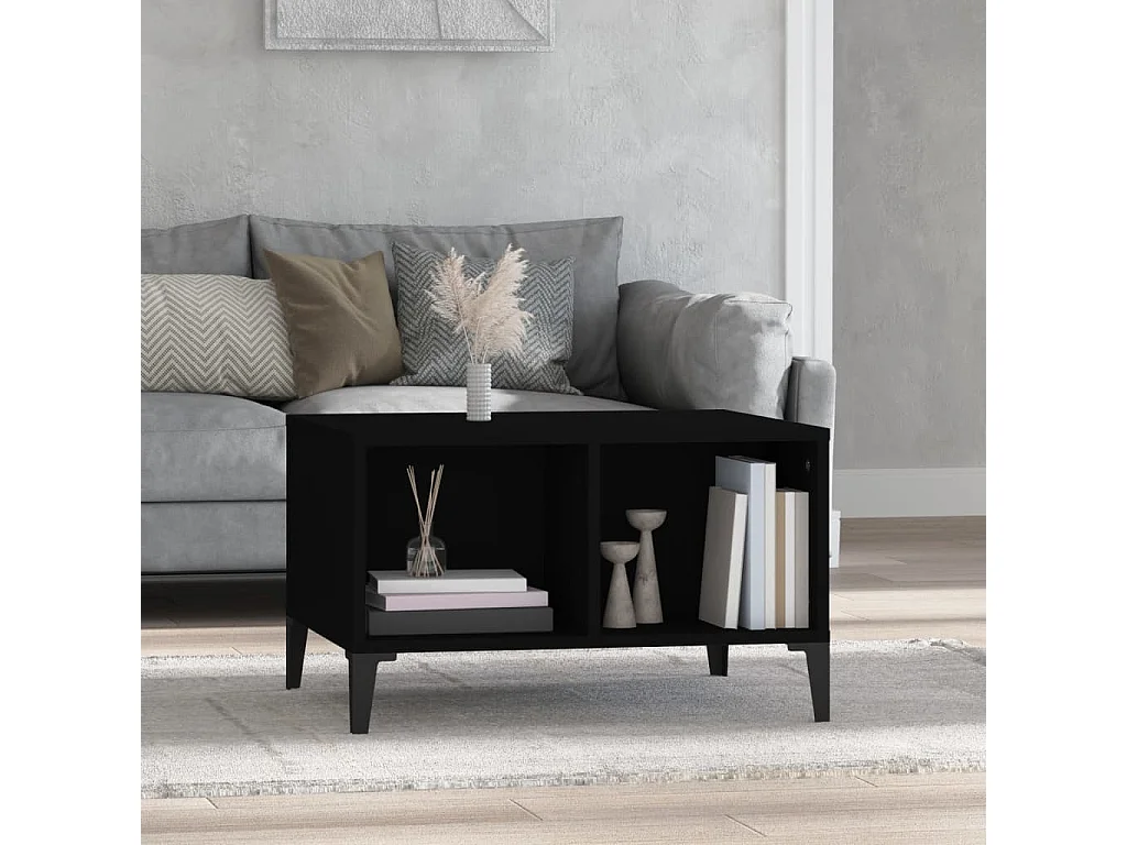 Table basse Noir 60x50x36,5 cm Bois d'ingénierie
