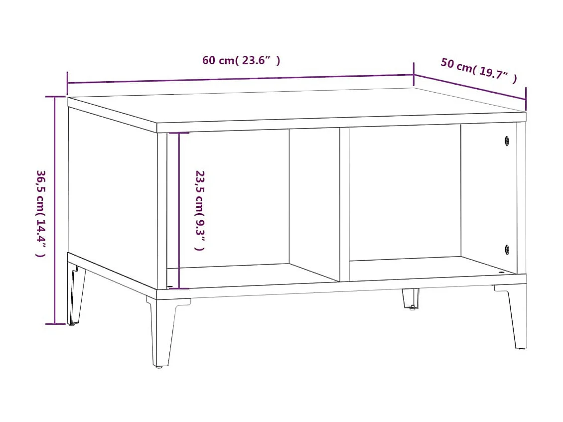 Table basse Noir 60x50x36,5 cm Bois d'ingénierie