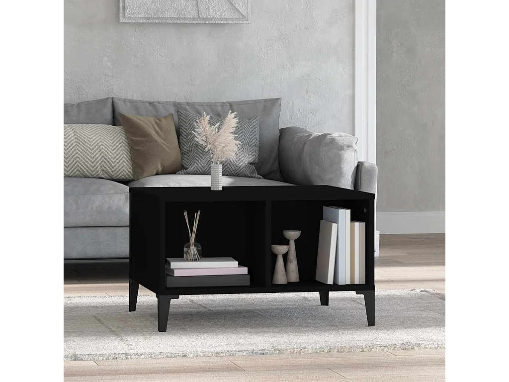 Table basse Noir 60x50x36,5 cm Bois d'ingénierie