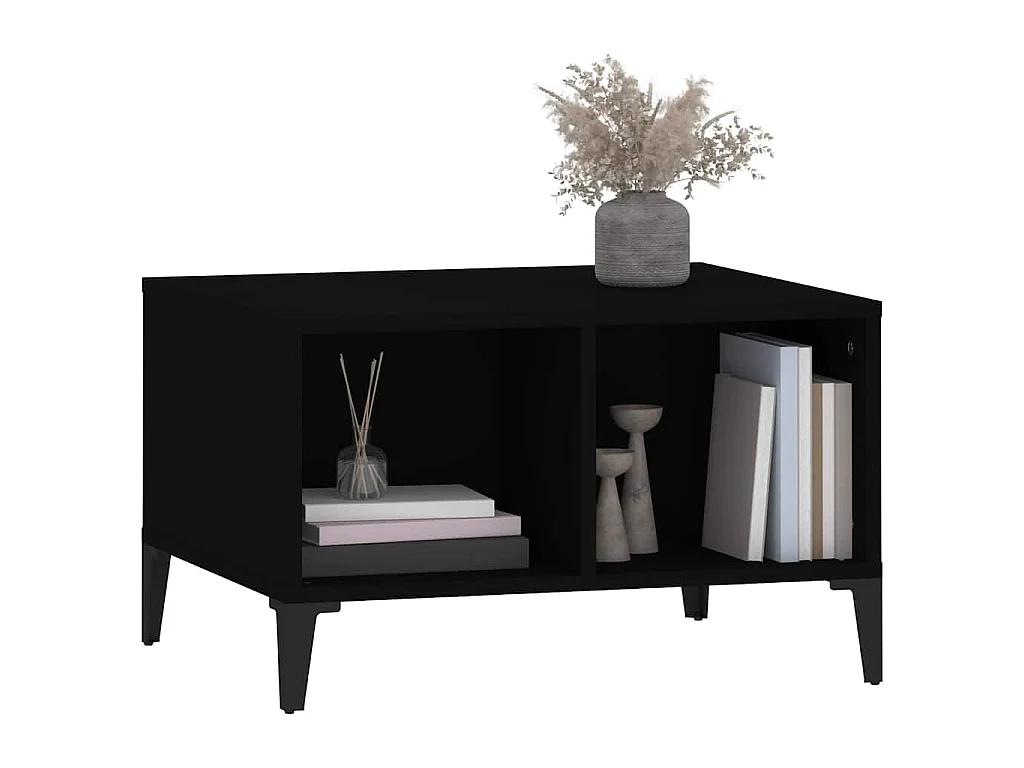 Table basse Noir 60x50x36,5 cm Bois d'ingénierie