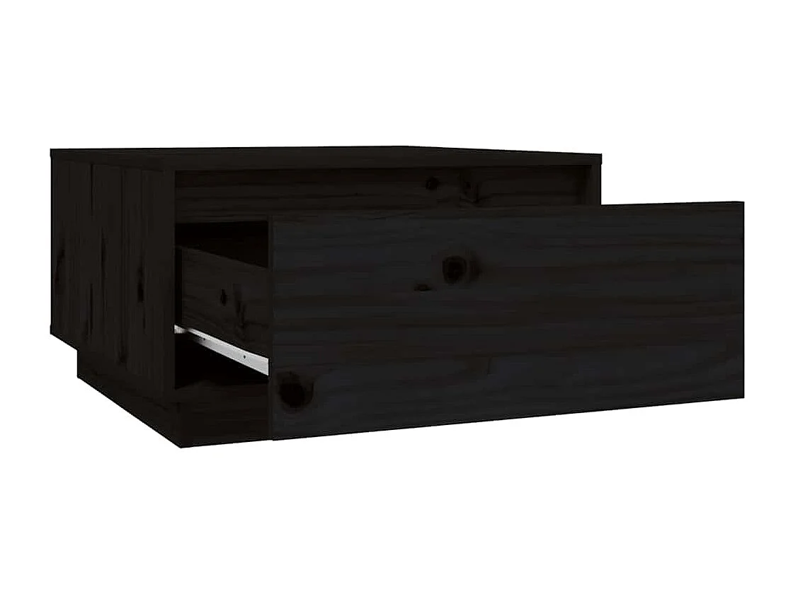 Table basse Noir 55x56x32 cm Bois massif de pin
