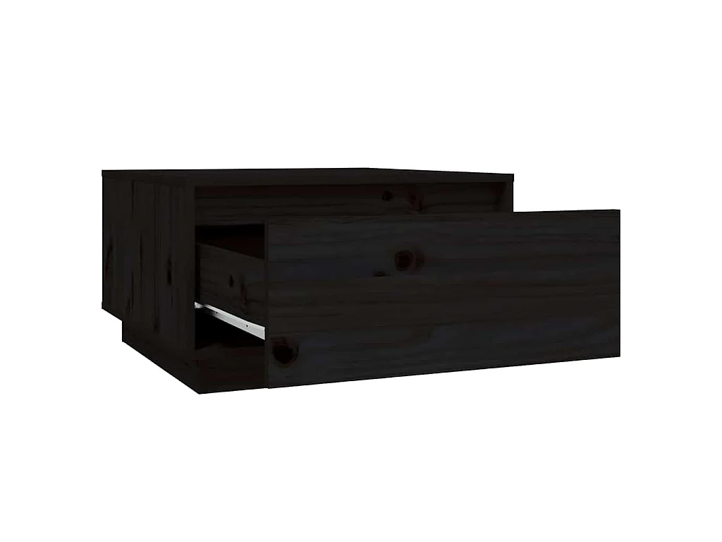Tavolino da Salotto Nero 55x56x32 cm in Legno Massello di Pino