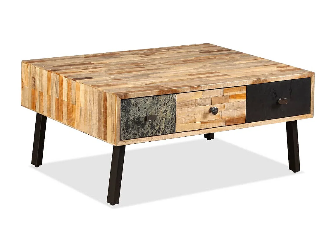 Table basse Teck de récupération massif 90x65x40 cm