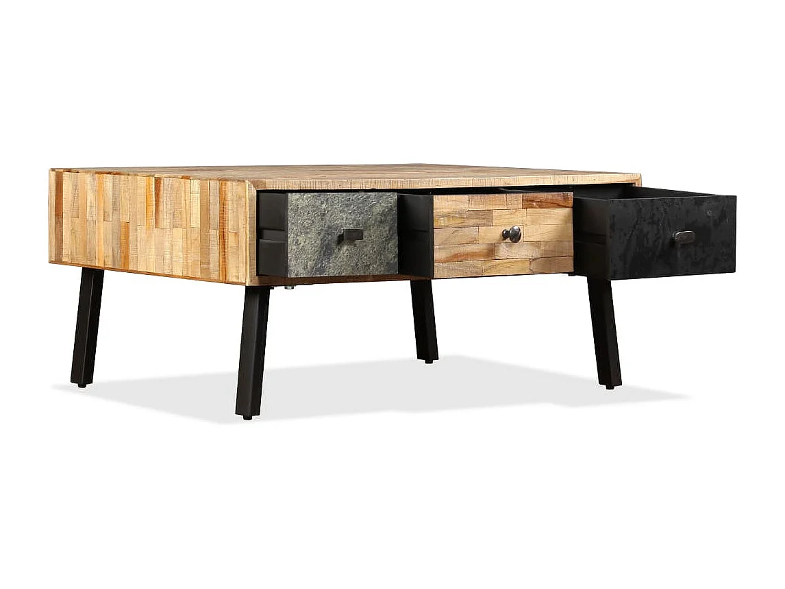 Table basse Teck de récupération massif 90x65x40 cm