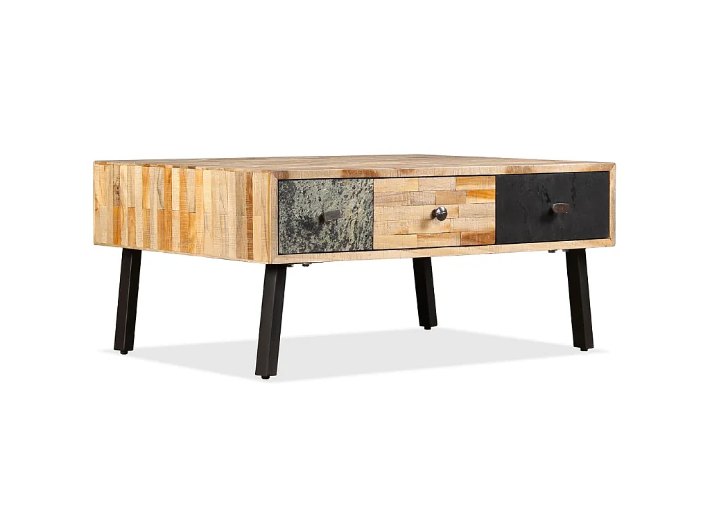 Tavolino da Salotto in Legno di Teak di Recupero 90x65x40 cm