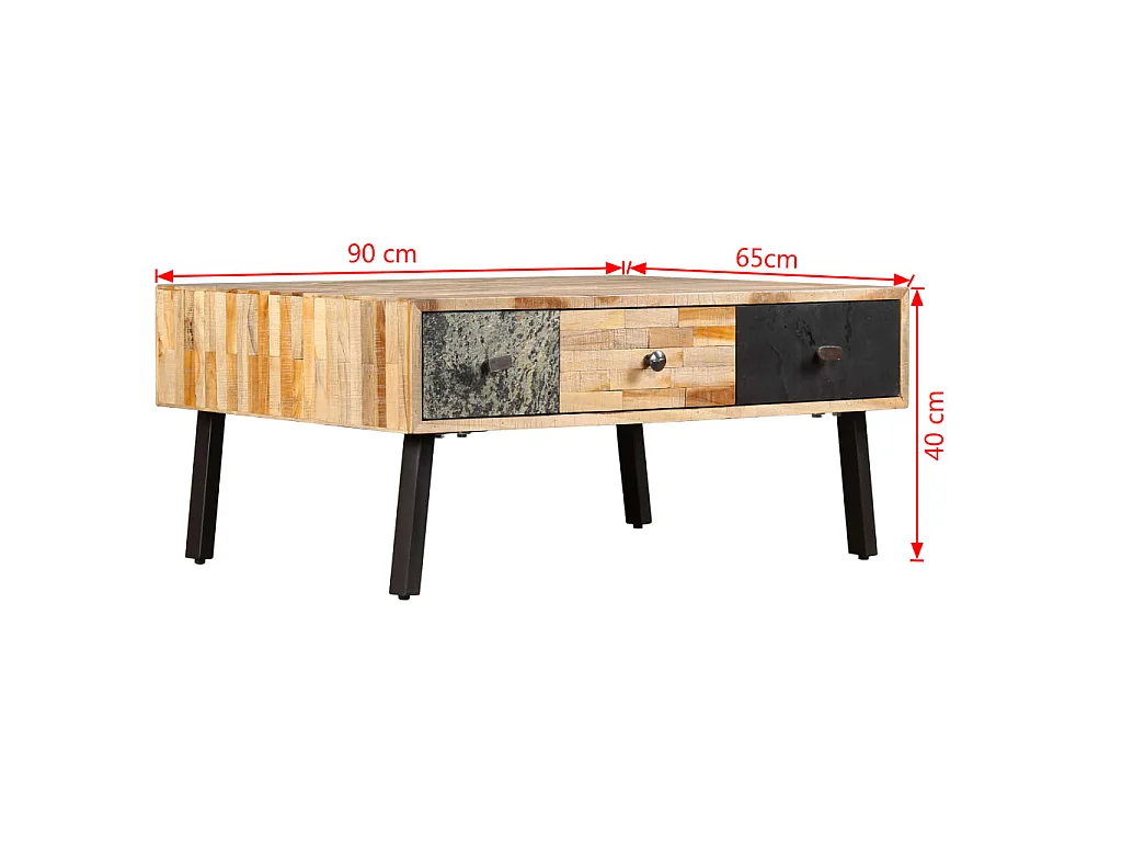Tavolino da Salotto in Legno di Teak di Recupero 90x65x40 cm