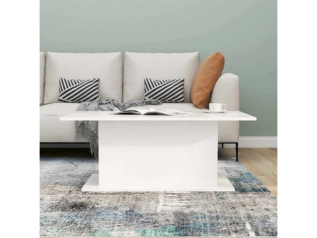 Table basse blanc 102x55,5x40 cm bois d'ingénierie