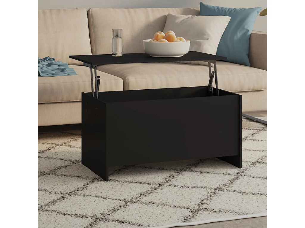 Table basse noir 102x55,5x52,5 cm bois d'ingénierie