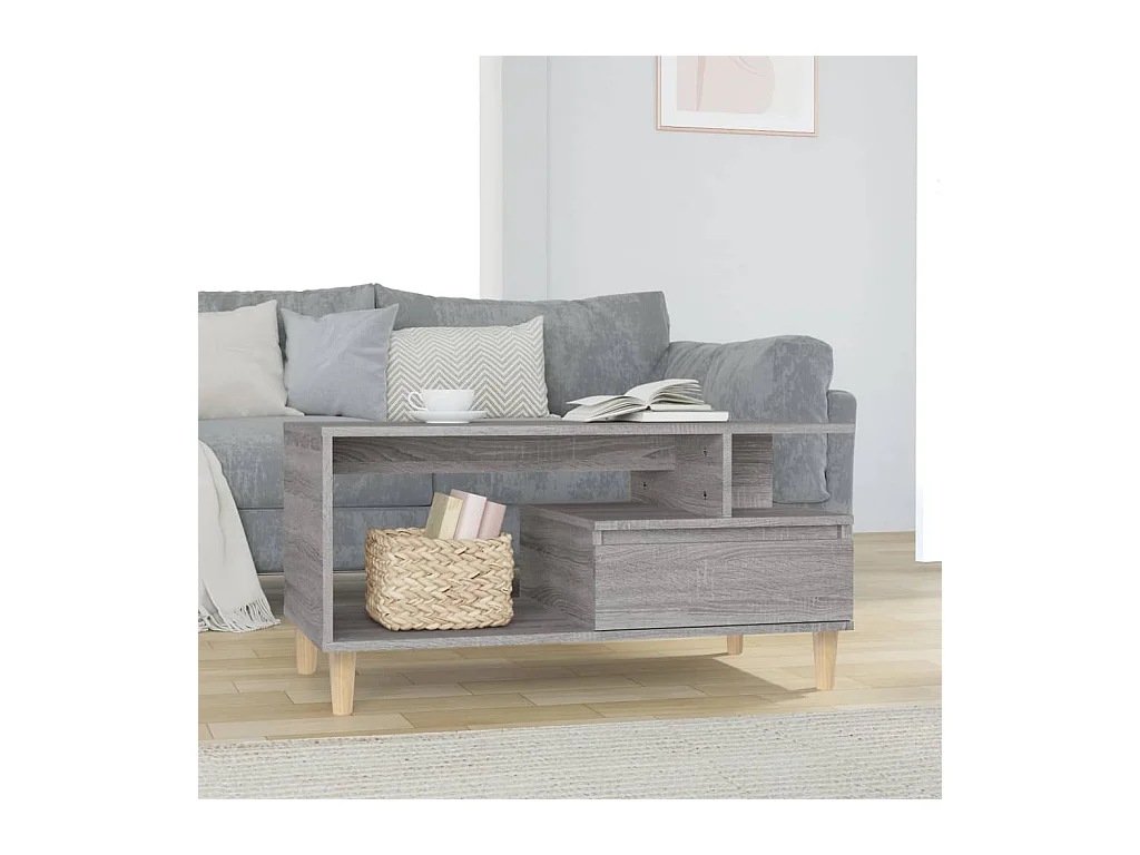 Table basse Sonoma gris 90x49x45 cm Bois d'ingénierie