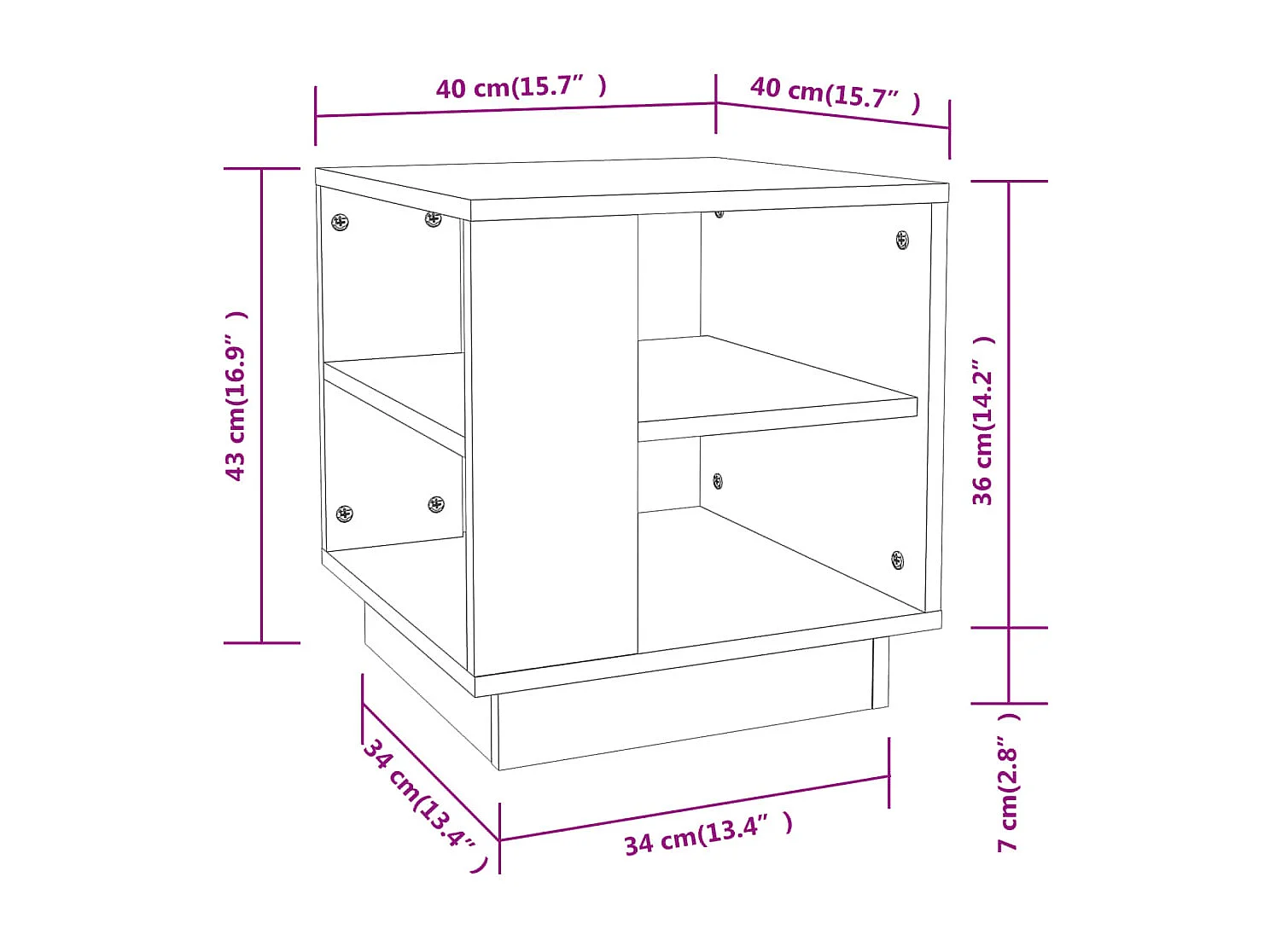 Table basse chêne fumé 40x40x43 cm bois d'ingénierie