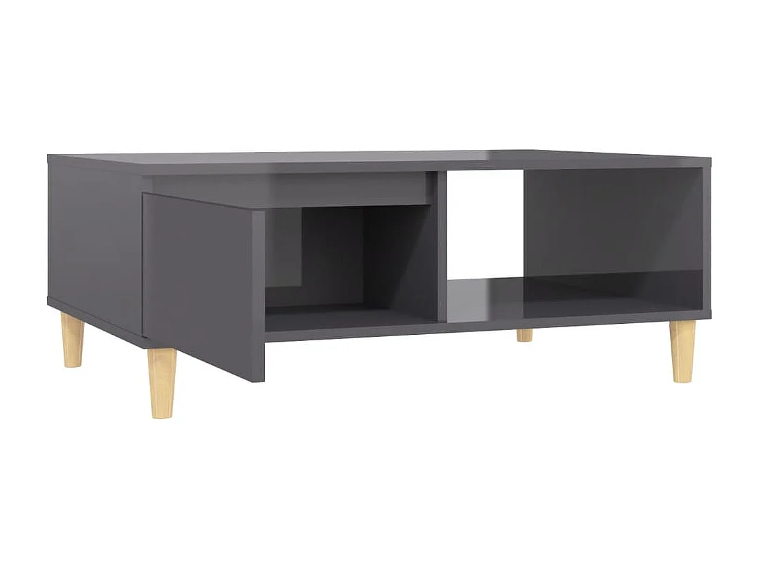 Table basse gris brillant 90x60x35 cm bois d'ingénierie