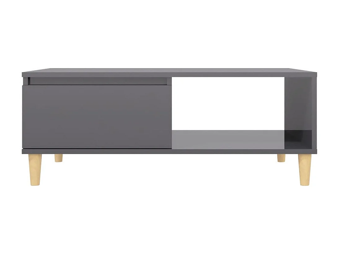 Table basse gris brillant 90x60x35 cm bois d'ingénierie