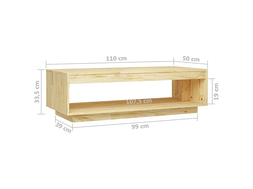 Table basse 110x50x33,5 cm bois de pin massif