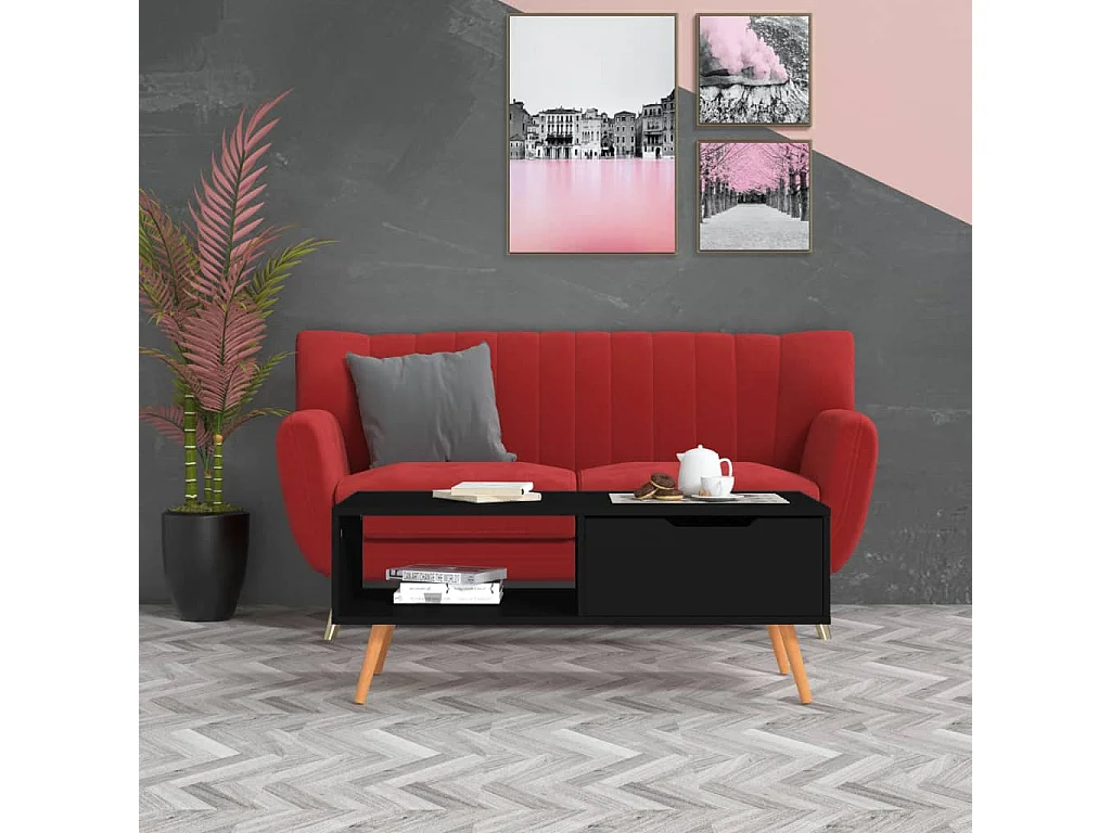 Couchtisch Schwarz 100x49,5x43 cm Holzwerkstoff