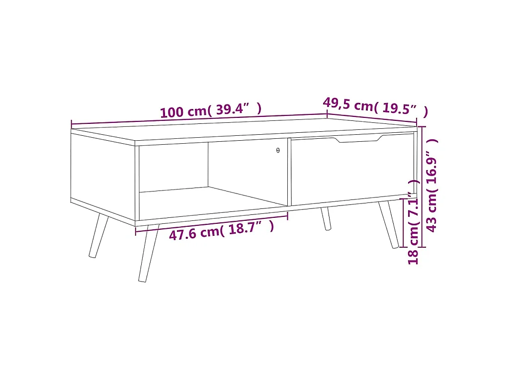 Mueble de TV madera de ingeniería negro 100x49,5x43 cm