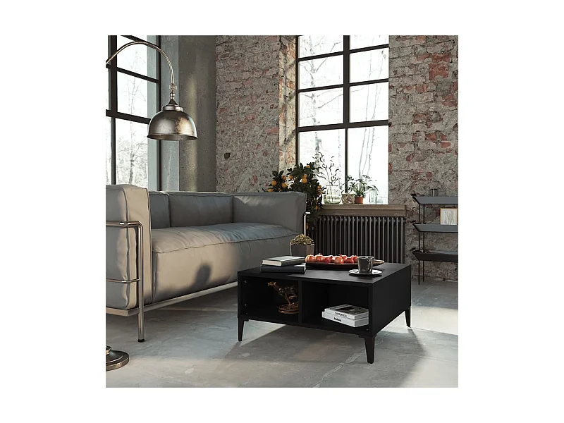 Table basse noir 60x60x30 cm bois d'ingénierie