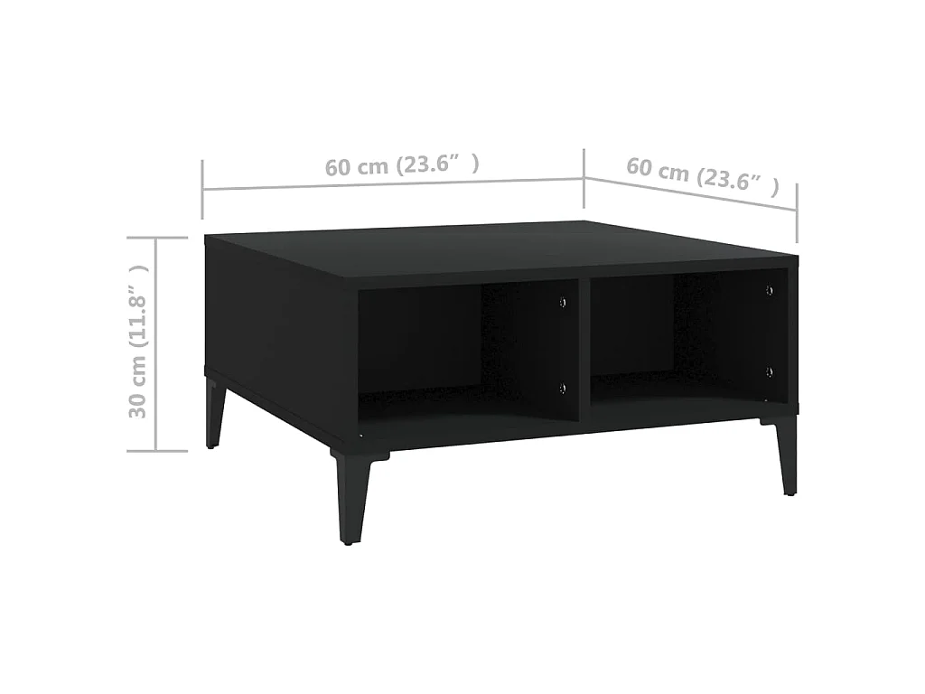 Salontafel 60x60x30 cm bewerkt hout zwart
