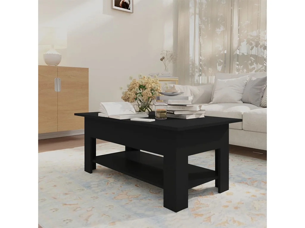 Table basse noir 102x55x42 cm bois d'ingénierie