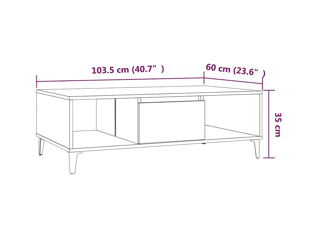 Table basse Chêne marron 103,5x60x35 cm Bois d'ingénierie