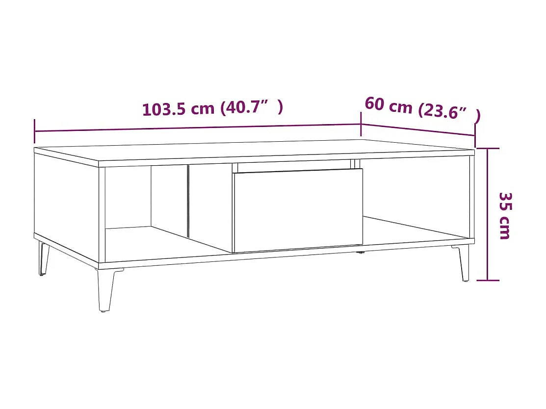 Table basse Chêne marron 103,5x60x35 cm Bois d'ingénierie
