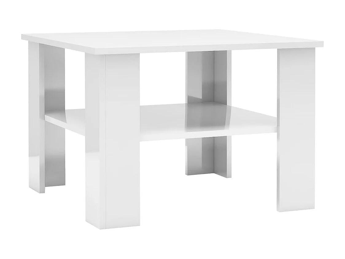 Table basse Blanc brillant 60x60x42 cm Bois d’ingénierie