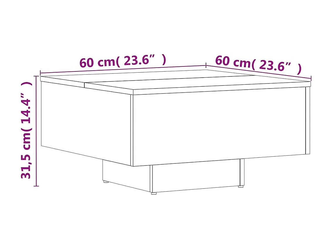 Salontafel 60x60x31,5 cm bewerkt hout bruin eikenkleur