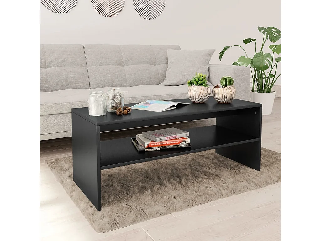 Tavolino da Salotto Nero 100x40x40 cm in Legno Multistrato