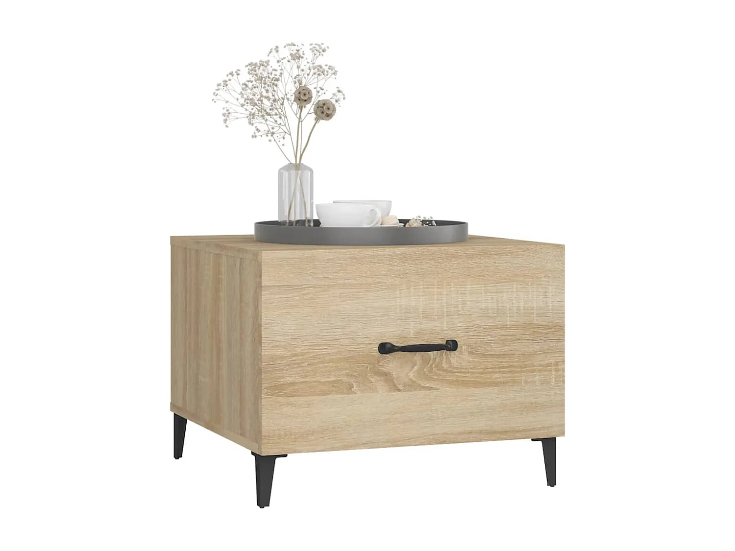 Salontafel 2 st met metalen poten 50x50x40 cm sonoma eikenkleur