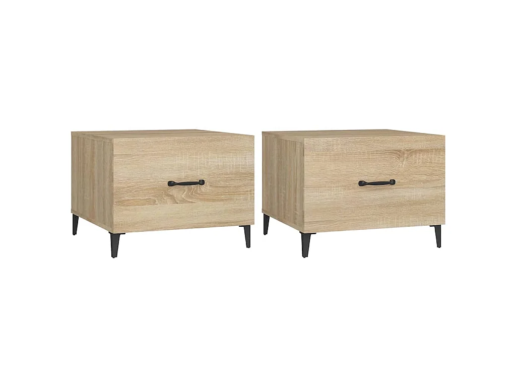 Tables basses avec pieds en métal 2 pcs Chêne sonoma 50x50x40cm