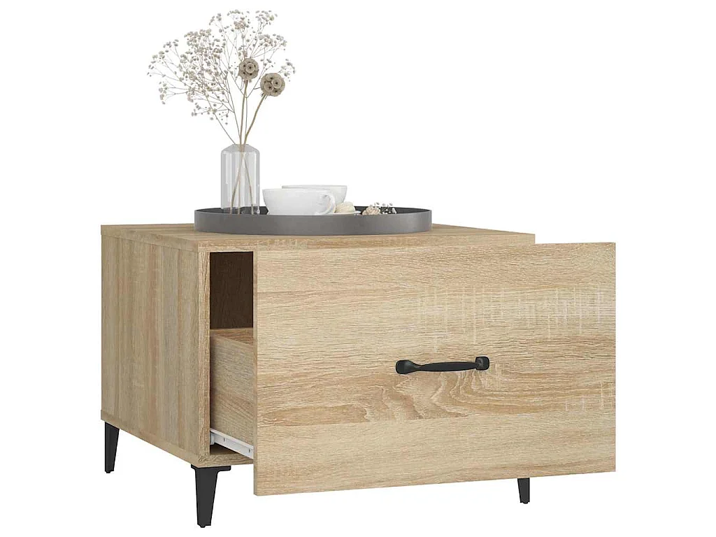 Tables basses avec pieds en métal 2 pcs Chêne sonoma 50x50x40cm