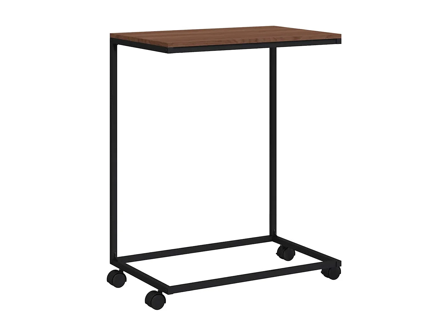 Bijzettafel met wieltjes 55x35x70 cm bewerkt hout zwart