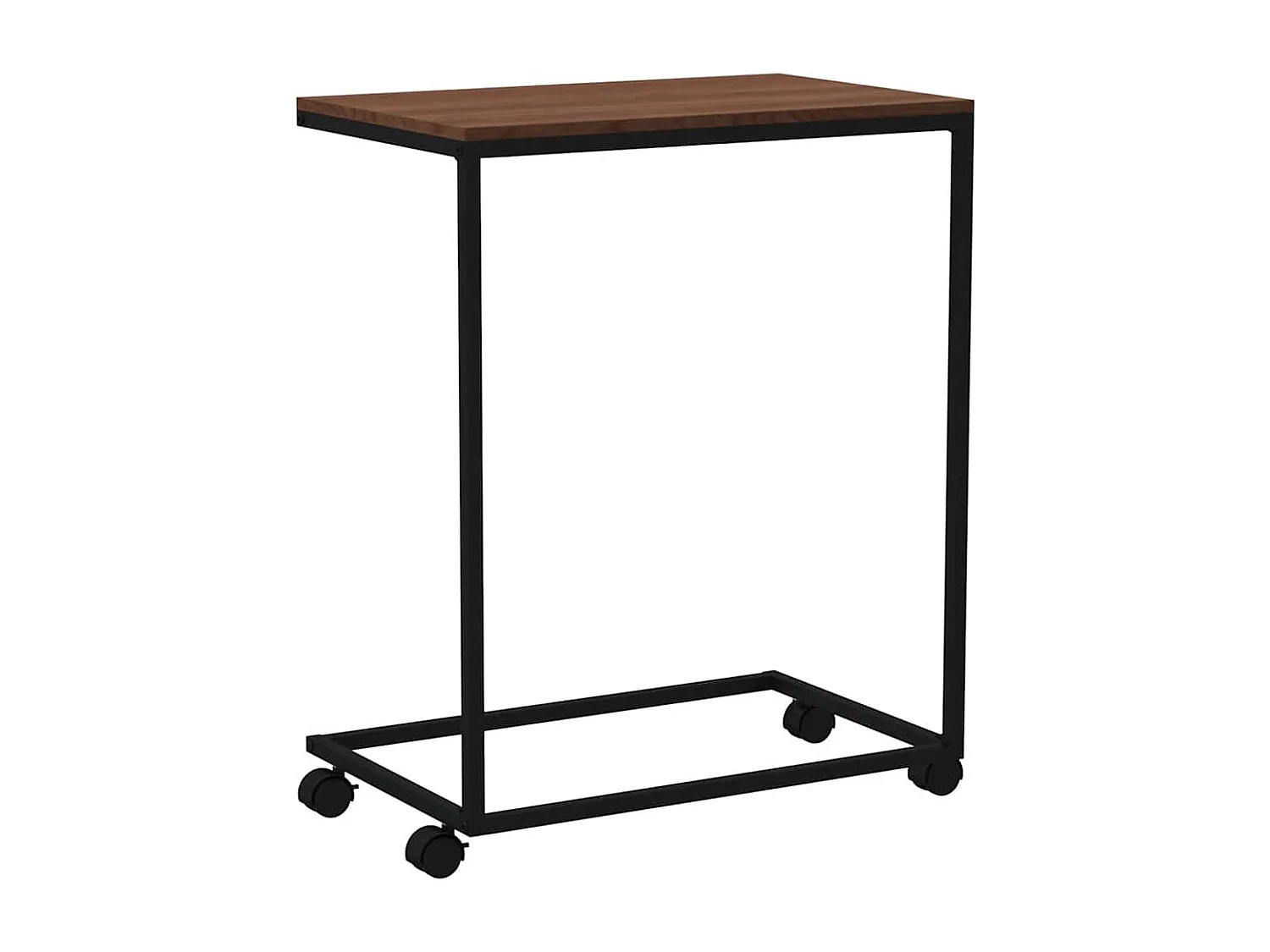 Bijzettafel met wieltjes 55x35x70 cm bewerkt hout zwart