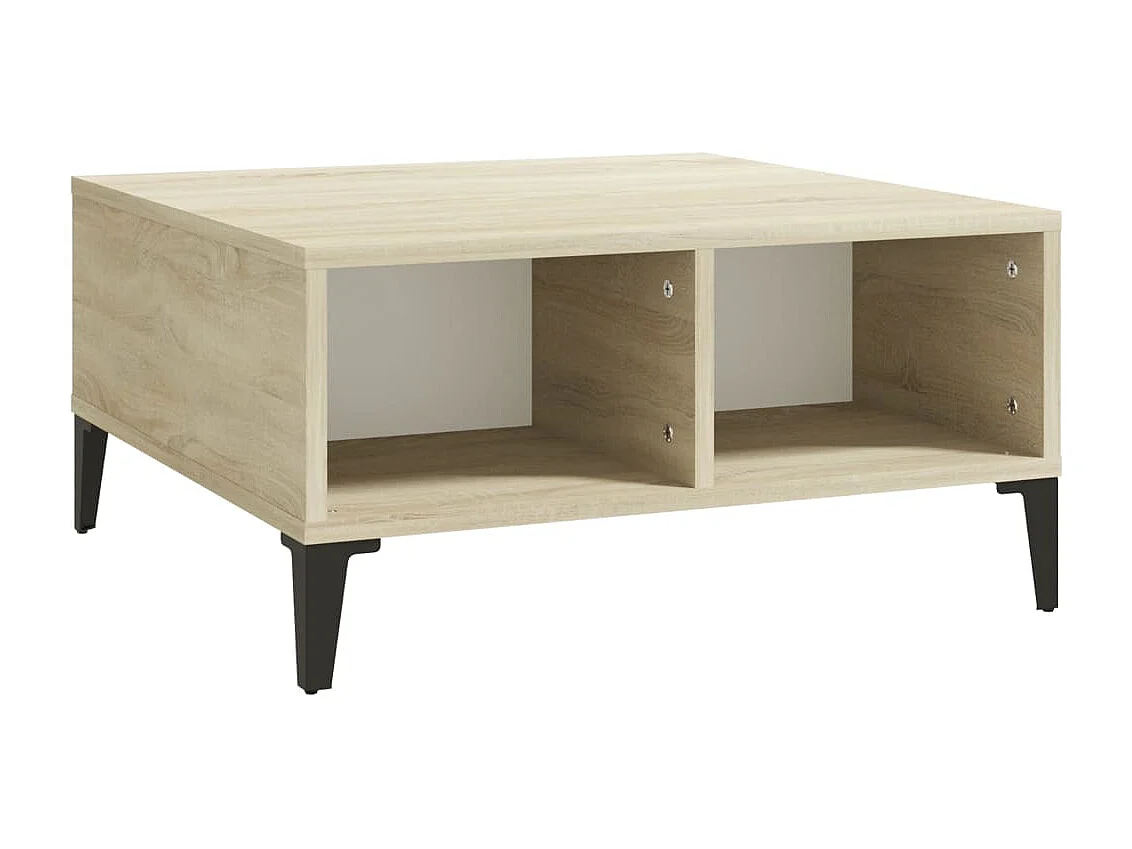 Table basse blanc et chêne sonoma 60x60x30 cm bois d'ingénierie