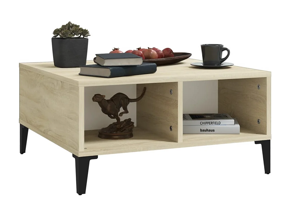 Table basse blanc et chêne sonoma 60x60x30 cm bois d'ingénierie