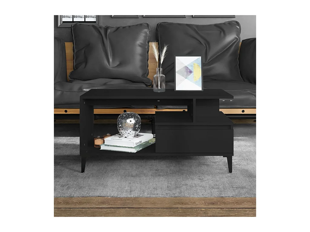 Table basse Noir 90x49x45 cm Bois d'ingénierie