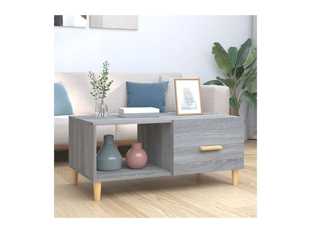 Table basse sonoma gris 89,5x50x40 cm bois d'ingénierie