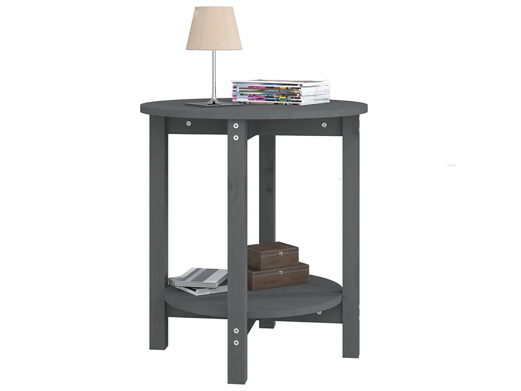 Table basse Gris Ø 55x60 cm Bois massif de pin