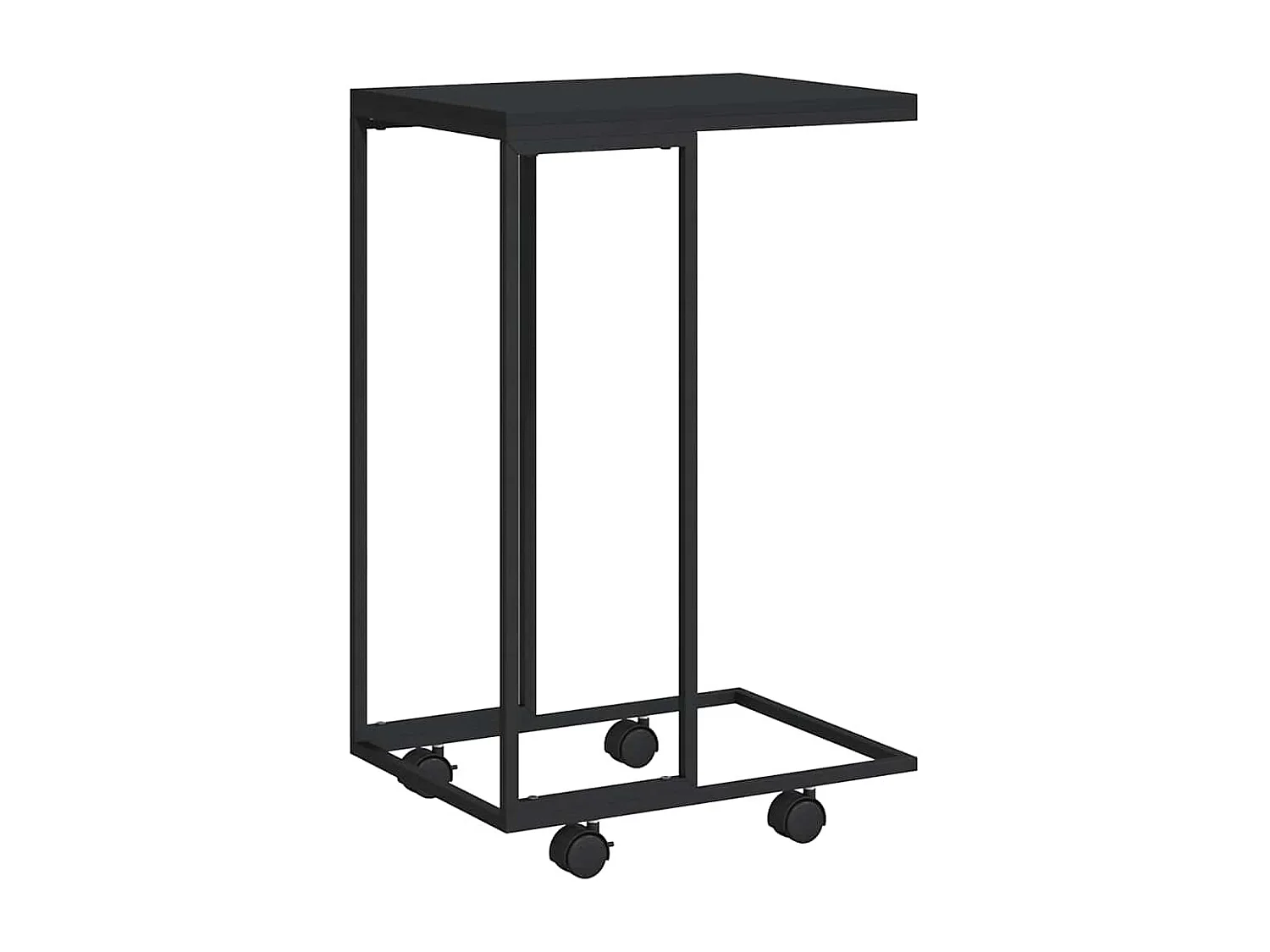 Table d'appoint avec roues Noir 40x30x63,5 cm Bois d'ingénierie
