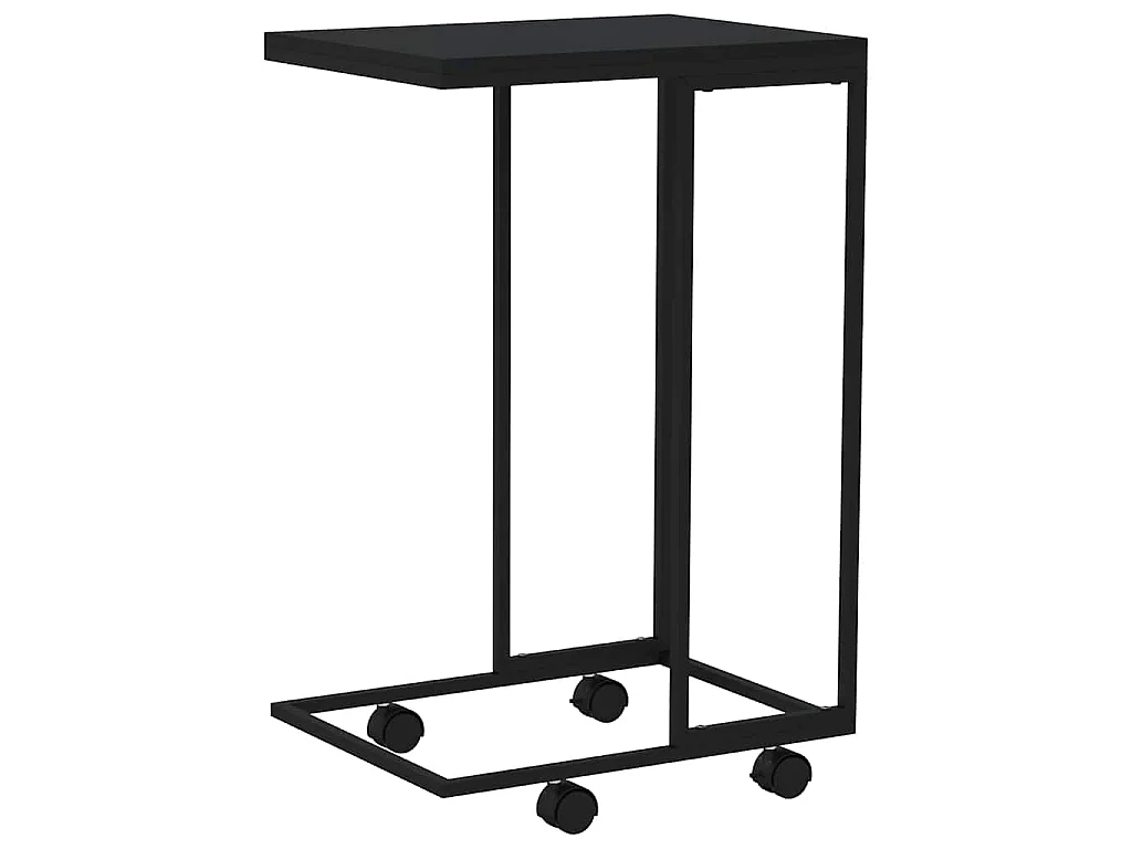 Table d'appoint avec roues Noir 40x30x63,5 cm Bois d'ingénierie