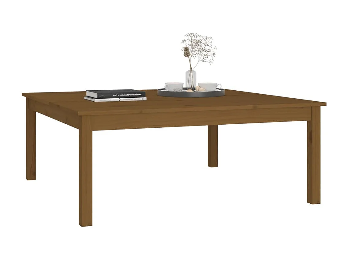Table basse Marron miel 100x100x40 cm Bois massif de pin