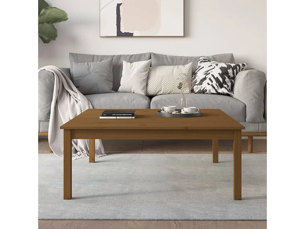 Tavolino da Salotto Marrone Cera 100x100x40 cm Legno di Pino