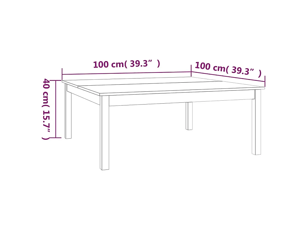 Tavolino da Salotto Marrone Cera 100x100x40 cm Legno di Pino