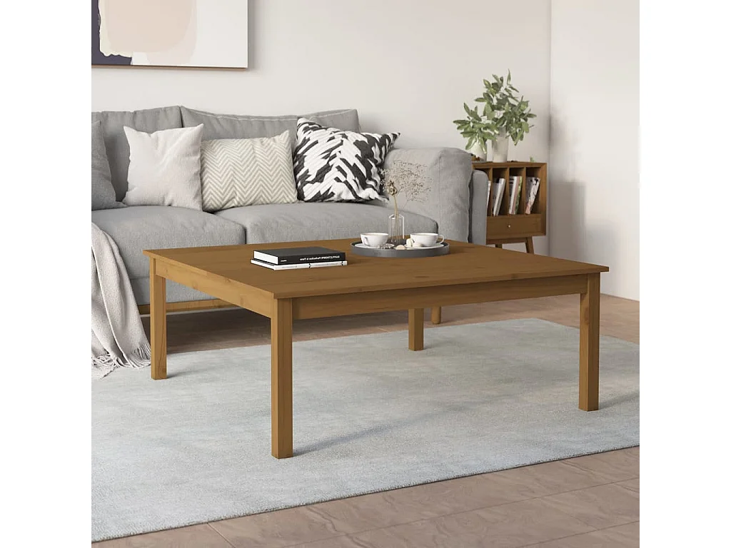 Tavolino da Salotto Marrone Cera 100x100x40 cm Legno di Pino