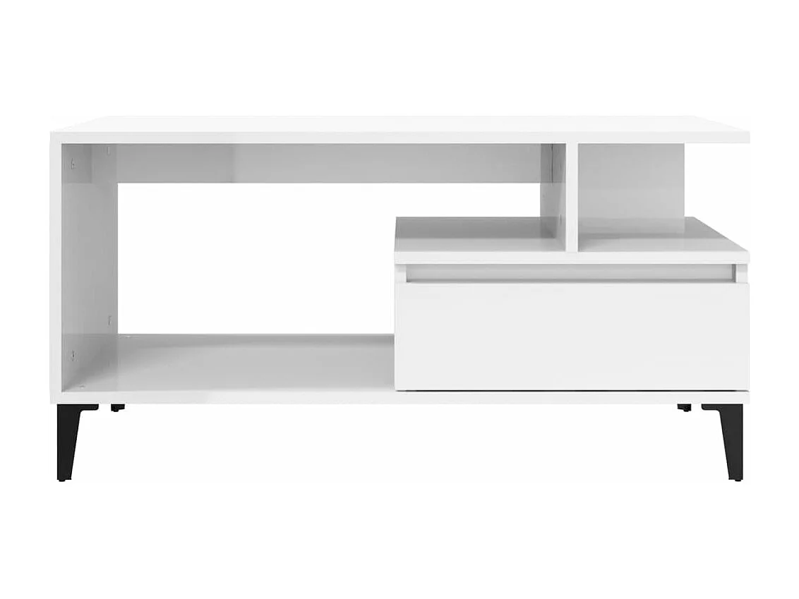 Table basse Blanc brillant 90x49x45 cm Bois d'ingénierie
