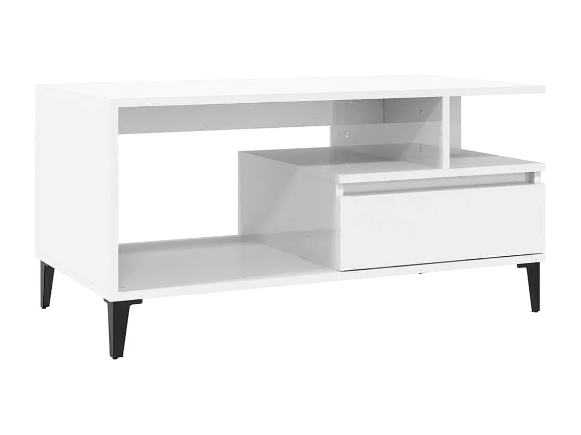 Salontafel 90x49x45 cm bewerkt hout hoogglans wit