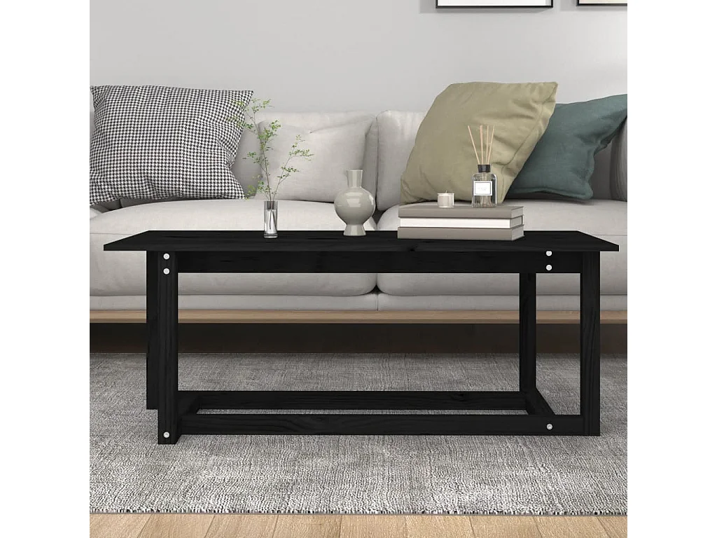 Mesa de centro 110x55x45 cm madeira de pinho maciça preto