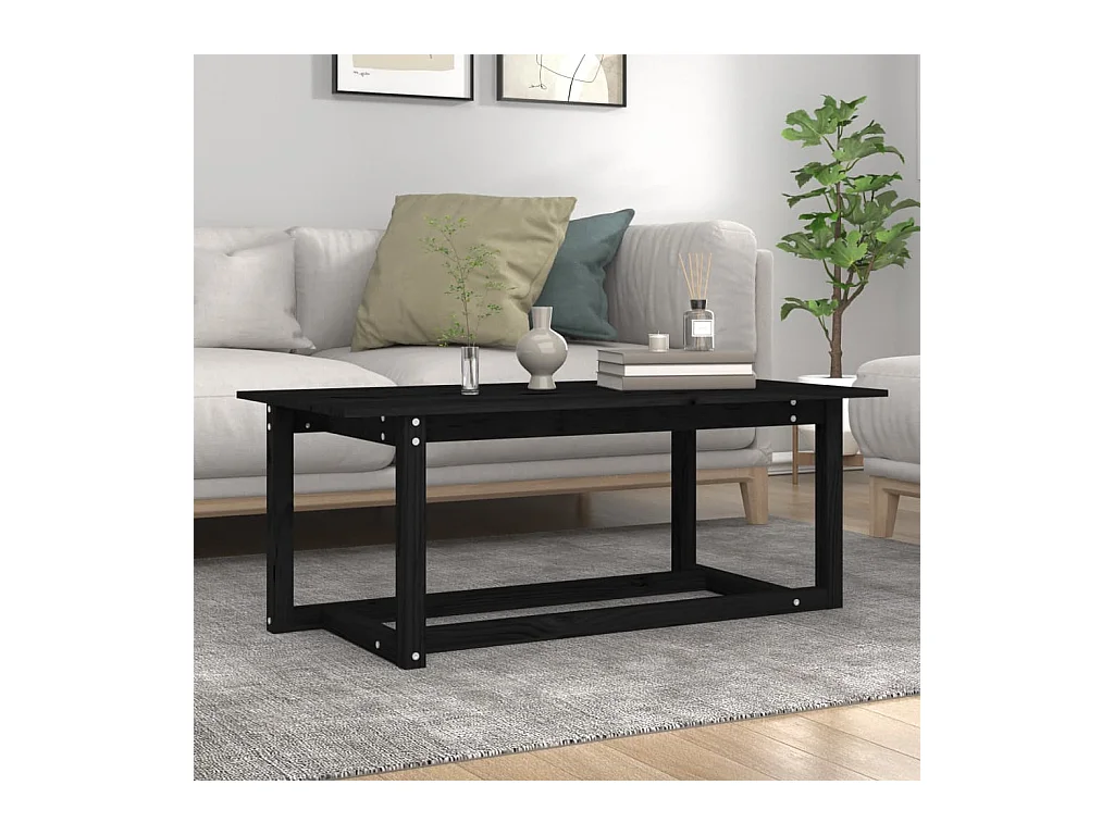 Couchtisch Schwarz 110x55x45 cm Massivholz Kiefer